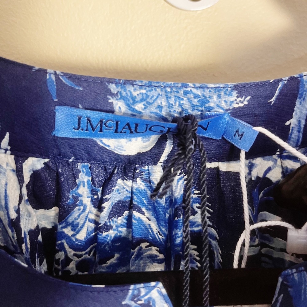 J.McLaughlin Maxi Dress Womens M Blue Filipa de Abreu Toile Cotton Long Sleeve‎ - Picture 6 of 11